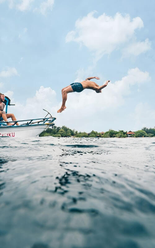 Man diving into water